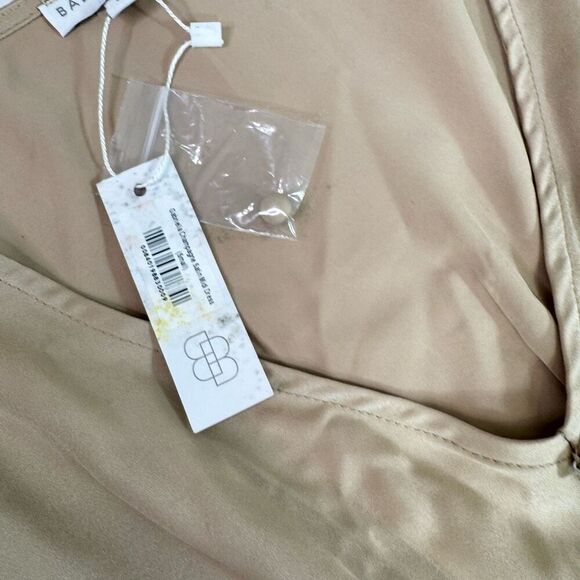 Baltic Born Maxi Dress Womens Small Tan Venus Pleated Long Sleeve Old Money New* - Picture 7 of 11